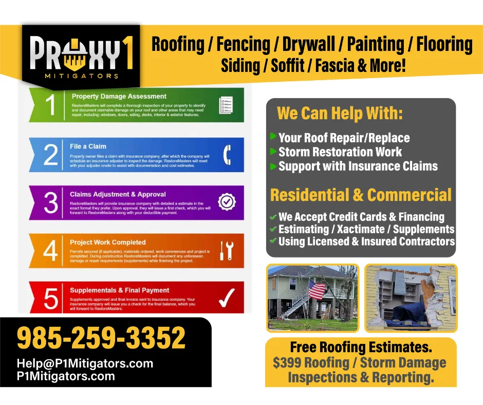 Insurance Claim Support services by P1Mitigators in Duval County, Jacksonville FL