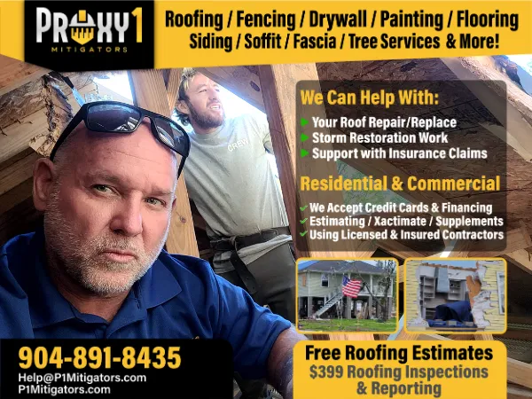 Roofing Repairs / Re-Roof services by P1Mitigators in Jacksonville FL